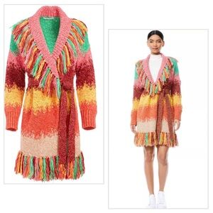 Alice and Olivia “Astrid Textured Fringe Shawl Collar Coat”